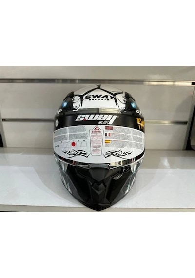 Sway 820 Beast Full Face Motosiklet Kaskı Siyah Beyaz Kırmızı