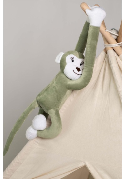 Boumini Toys Boyuna Sarılan Pelüş Maymun Yeşil Elleri Çıtçıtlı 55 CM - Yeşil