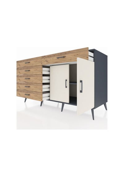 Kronos Konsol Tek Raflı 6 Çekmeceli 2 Kapaklı 176x59x99 Antrasit- Antrasit-aytaşı/çam Kronos Konsol Tek Raflı 6 Çekmeceli 2 Kapaklı 176x59x99 Antrasit- Antrasit-aytaşı/çam