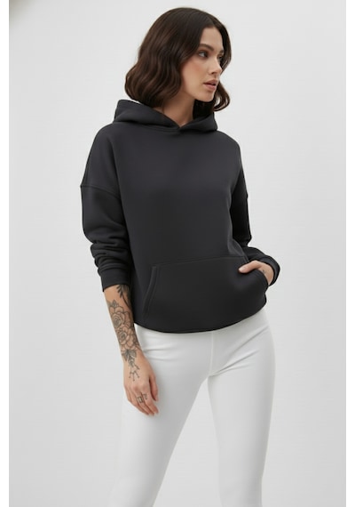 Uyguntarz Unisex Yumuşak Dokulu 3 İplik Oversize Füme Sweatshirt