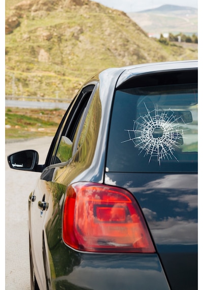 Kırık Cam Efektli Sticker Model2,şaka Stickerı Eğlenceli Kırık Cam Efektli 3d Görünümlü Cam Sticker Dijital Baskı