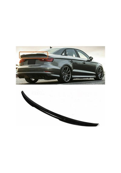 Audi A3 2013 2019 Plastik Parlak Siyah M4 Yarasa Spoiler Uyumlu