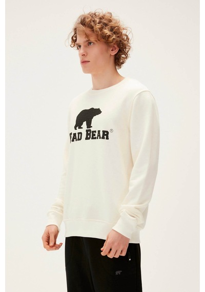 Bad Bear 22.02.12.007-c108 Logo Crewneck Erkek Sweatshirt 001 Beyaz