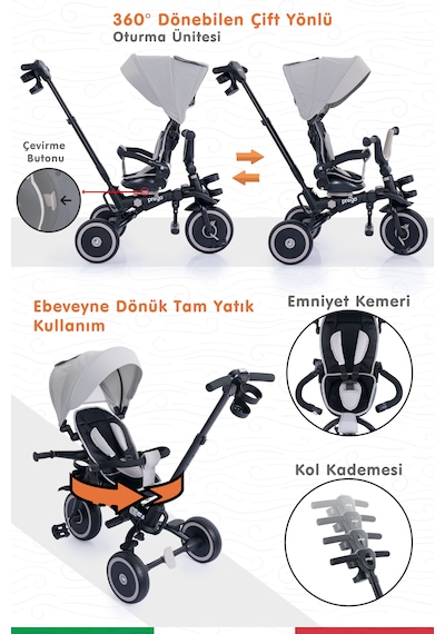 Prego Happy Dino Plus 360 Tamamen Katlanabilir Çocuk Bisikleti