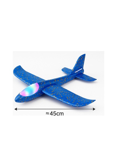 Led Li Işıklı Köpük Dev Fırlatma Uçak 45 Cm Tekli Mavi Model