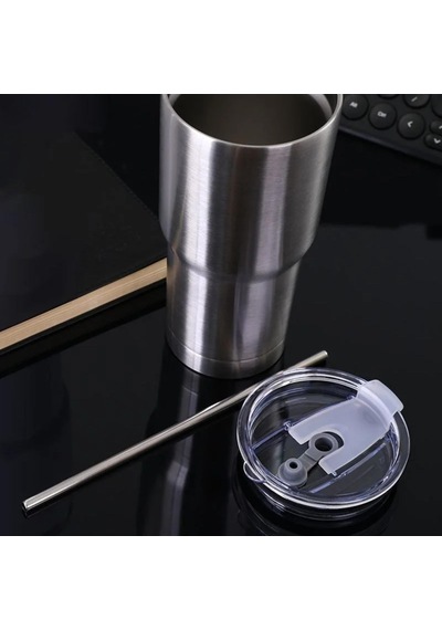 Perlotus 900 Ml Çelik Pipetli Soğuk İçecek Termosu Mug Sızdırmaz Kapaklı Gri