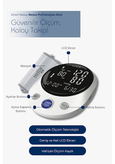 Pro Üst Koldan Şarj Edilebilir Dijital Tansiyon Aleti L 90x2 Hafıza