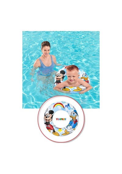 Mickey Mouse Disney Figürlü Deniz Havuz Çocuk Yüzücü Simit - 3 - 6 Yaş Arası - 56 Cm Açık Pembe