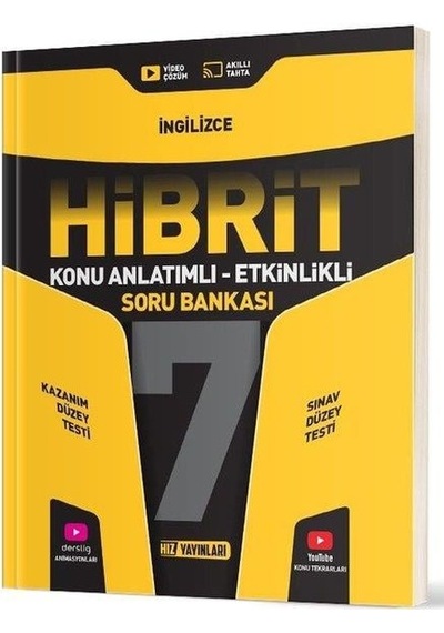 Hız Yayınları 2025 7. Sınıf İngilizce Hibrit - Konu Anlatımlı Soru Bankası