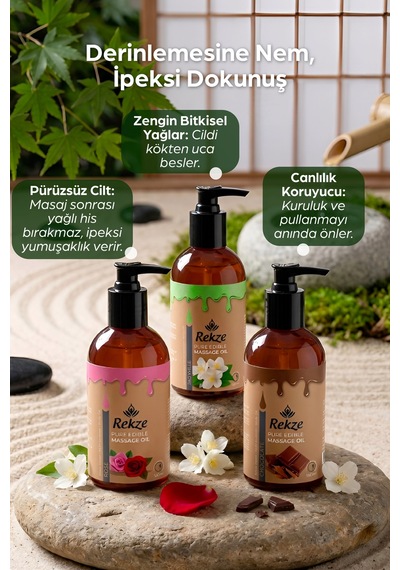 Erotik Masaj Yağı 120 Ml Çikolata + Gül + Yasemin Aromalı, Nemlendirici Ve Su Bazlı - 381142363