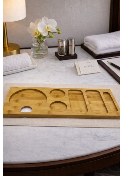 Pera - Bambu Tezgah Üstü Sunumluk Kahve Köşesi Organizer Stand Büyük 49 Cm Bambu