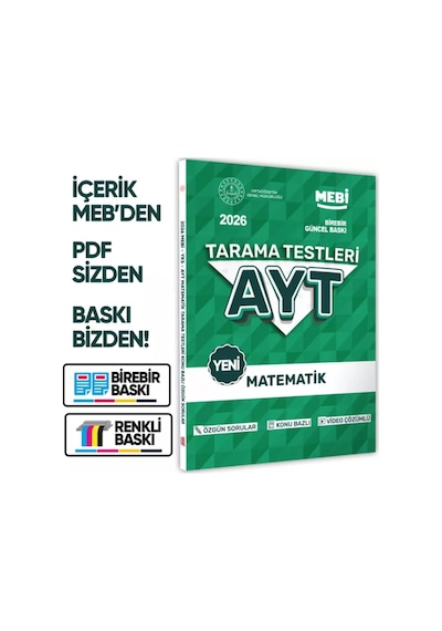 2026 YKS-ayt Mebi-ogm 4lü Özgün Tarama Sayısal (Say) Test Kitabı Seti A4 Boyut Baskı Ücreti