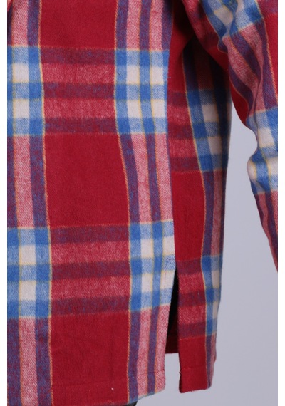 Armonika Kadın Kırmızı Erkek Yaka Yanları Yırtmaçlı Oversize Ceket Arm-26k001009