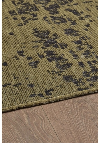 Bohem Tarz Geometrik Desenli Pamuk Taban Yeşil Renk Şönil Kilim