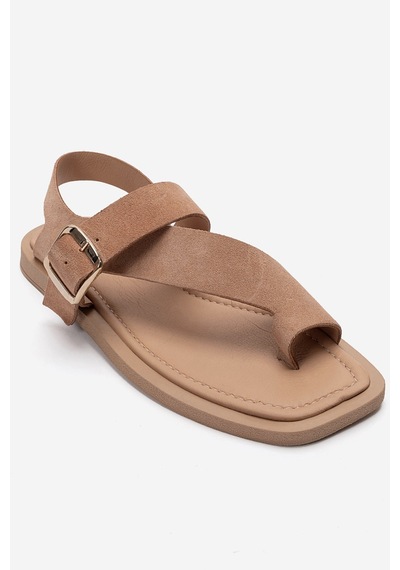 Luvishoes Curry Vizon Süet Hakiki Deri Parmak Arası Kadın Sandalet