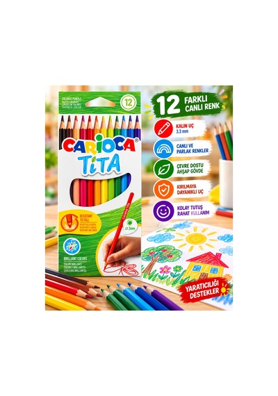 Tita Kuru Boya Kalemi 12 Renk Çok Renkli