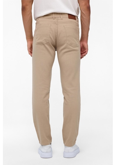 Süvari Bej Slim Fit 5 Cep Kalıp Armürlü Kanvas Pantolon-35413 Bej