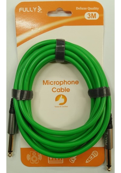 6.3 Mm Kaliteli Mono Mikrofon / Enstrüman Kablosu 3 Metre - Yeşil Adet / 1 Adet