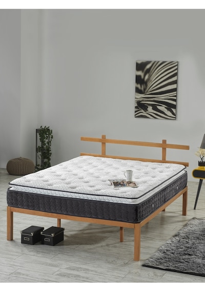 Mu&bah Antrasit Ultra Ortopedik Lara Pedli Paket Yaylı Tavşan Tüyü Kumaş Yatak 100x200