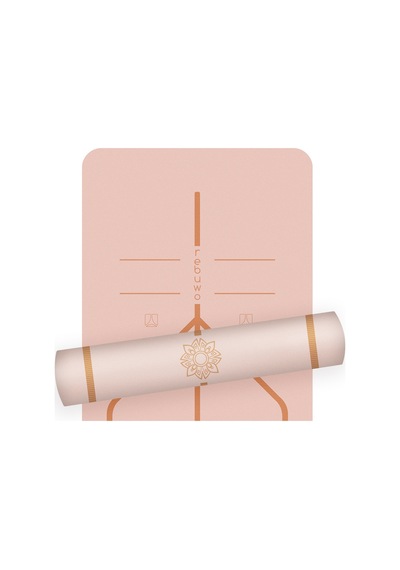 Rebuwo Hizalamalı 5mm Kaydırmaz Doğal Kauçuk Yoga Matı Pilates Matı Pembe