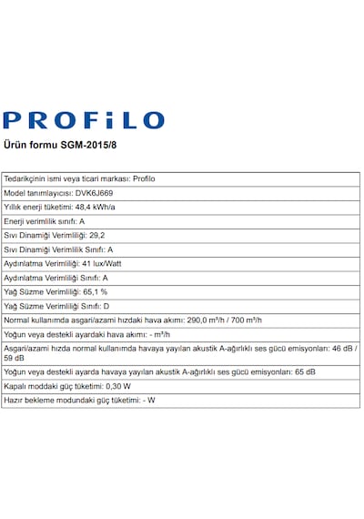 Profilo DVK6J669 Duvar Tipi Davlumbaz 60 CM