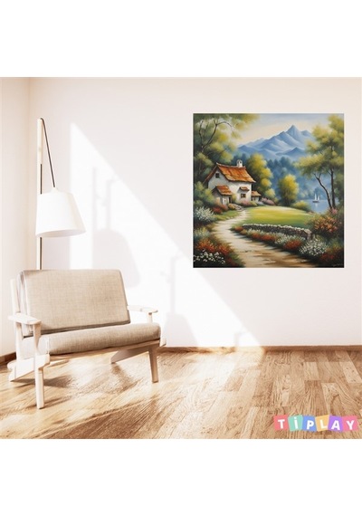 Minimalist Doğa Ve Manzara Nehrin Kıyısında Doğa Evi Çerçevesiz Pvc Tablo