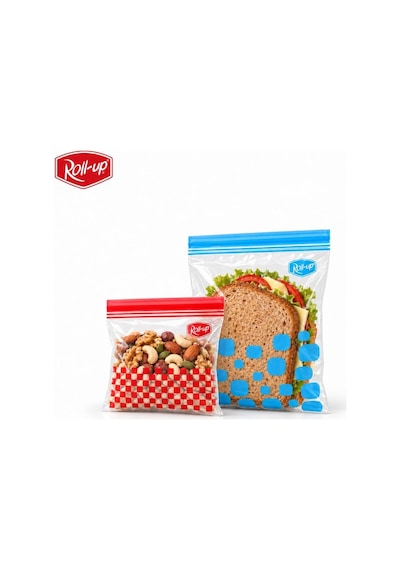Roll-up Çift Kilitli Şeffaf Buzdolabı Saklama Poşeti Torbası 45 Ad. 0,4 Lt. + 45 Ad. 1 Lt. - 90 Adet
