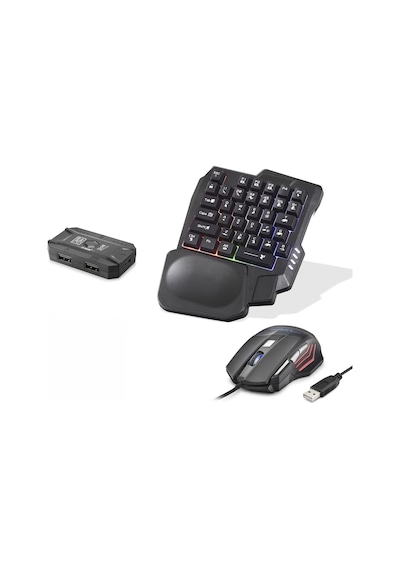 Mobil Oyun Klavye Mouse Dönüştürücü Seti Rgb Siyah K191