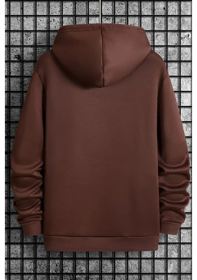 Milano Baskılı Oversize Sweatshirt Kahverengi