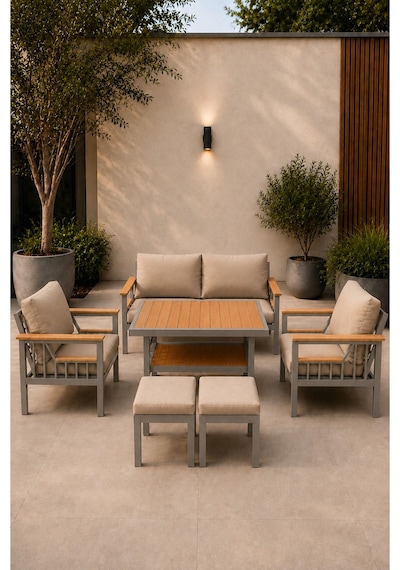 Sole Serisi Balkon Takımı, 2-1-1 Gri Bahçe Takımı, 2'li Koltuk 70x150, 2 Tekli Koltuk 70x70, Masa 70x110, 2 Puf Cappuccino Sole Serisi Balkon Takımı, 2-1-1 Gri Bahçe Takımı, 2'li Koltuk 70x150, 2 Tekli Koltuk 70x70, Masa 70x110, 2 Puf Cappuccino