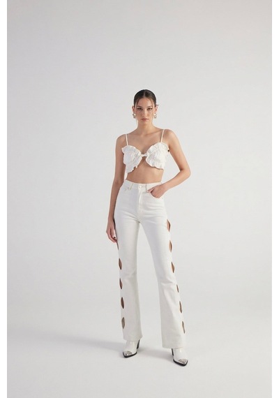 Holly Lolly Cutout Jean Pantolon Beyaz