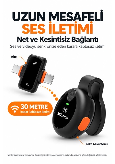 J33 Kablosuz Yaka Mikrofonu 30 Metre Menzil Kablosuz İletim 24 Saat Pil Çift Mikrofon Yapay Zeka Destekli Gürültü Engelleme 360 Derece Ses Algılama Tyep-c Ve Lightning Uyumlu-vlog-canlı Yayın-röportaj