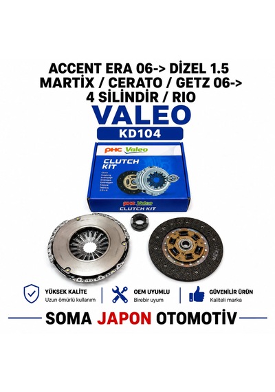 Accent Era 06 Sonrası 1.5 Dizel Matrix-cerato-getz 4 Silindir-rio Debriyaj Seti Valeo Kd104
