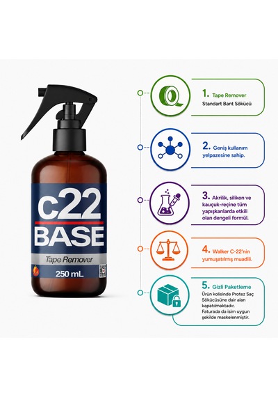 C22 Base - 250 Ml Standart Protez Saç Bant Sökücüsü Temizleyicisi