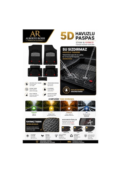 Dacıa Jogger Extreme Eco-g 2026 Model Uyumlu Enerji Krom 5d Havuzlu Paspas Yumuşak Kaymaz Taban