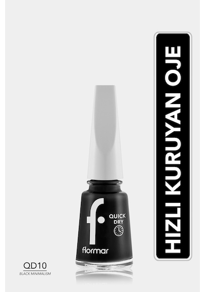 Flormar Quick Dry Hızlı Kuruyan İnce Yapılı & Parlak Bitişli Oje Qd10 Black Minimalism New