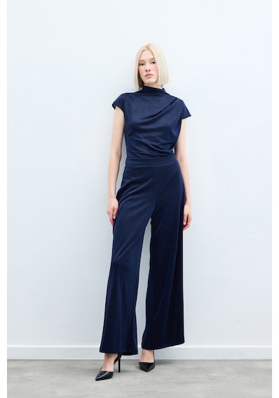 Sateen Simli Salaş Pantolon - Lacivert-135390 Lacivert