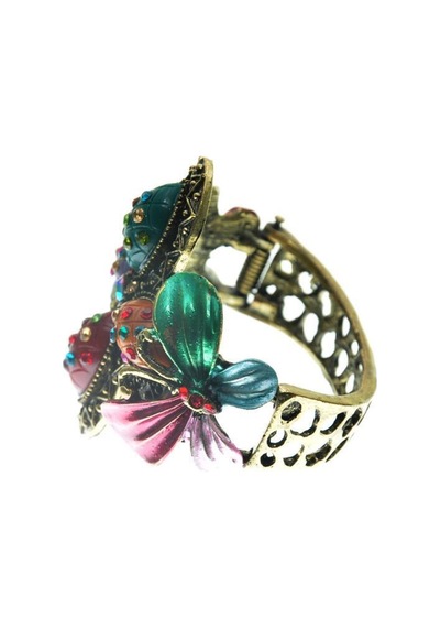 Hdmarketim Otantik Swarovski Taşlı Çiçekli Kelepçe Metal Bileklik Çok Renkli 14003302