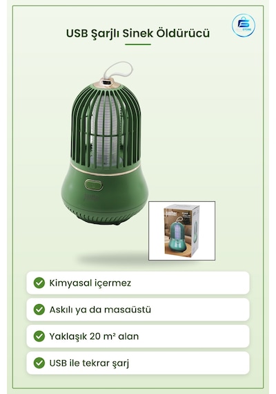 Usb Şarjlı Masaüstü Askılı Sinek Öldürücü Ve Kovucu M² Elektrikli