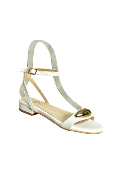 Fox Shoes U726017209 Beyaz Alçak Topuklu Kadın Sandalet Beyaz-suni Deri
