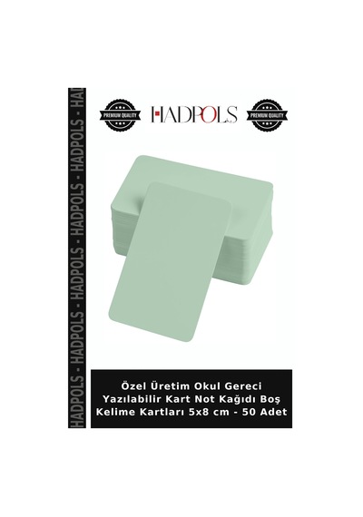 Özel Üretim Okul Gereci Yazılabilir Kart Not Kağıdı Boş Kelime Kartları 5x8 Cm - 50 Adet