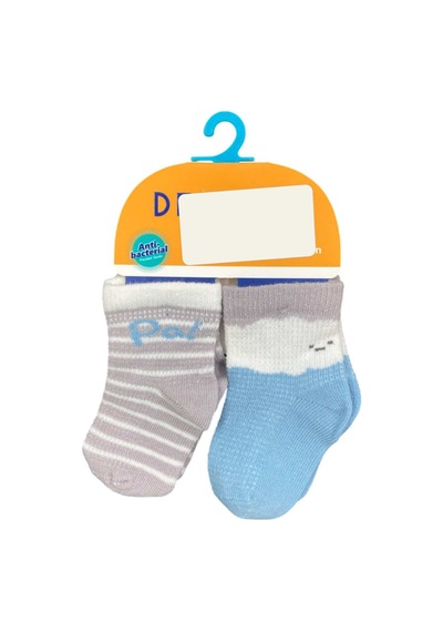 Defne Baby 2'li Bebek Çorabı E002-24 Gri-mavi Gri - Mavi