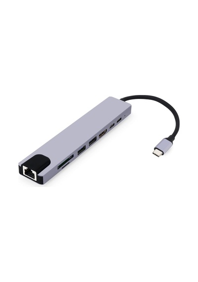 Apple Uyumlu MacBook Pro Air Usb Type-c Hub Dönüştürücü Çevirici Çoklayıcı 8 İn 1 Type-c Çıkışlı Çoklu Çevirici Adaptör Ethernet Hdmı Usb Çoklayıcı Sd Tf Kart Okuyucu Usb Hub