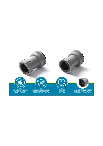 Flowclear Yer Üstü Filtre Pompası Havuz Hortumu Adaptörü, Hortum Çapı 1,5 " 38 Mm Ölçer Ve 1,25" 32 Mm Çaplı Havuz Vanalarına Bağlanır Abanoz