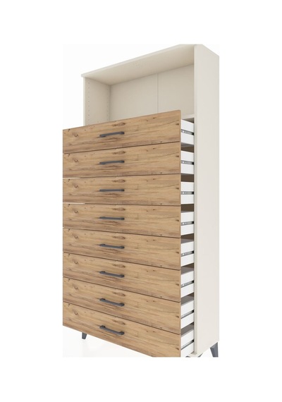 Arges Dolap Tek Raflı 8 Çekmeceli 88x30x182 Aytaşı-çam Aytaşı
