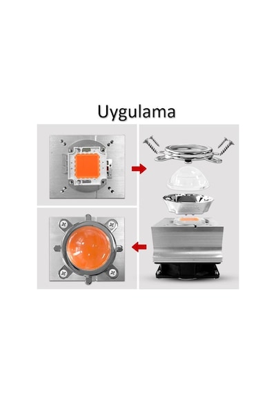 20W-120W Led için 44Mm 60 Derece Optik Cam Lens + Reflektör + Kasa