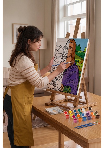 Mona Lisa Desenli Mandala Tuval Boyama Seti 40x50 Cm