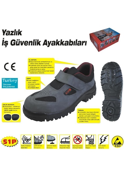414 YAZLIK S1 42 No Çelik Burunlu Ayakkabı