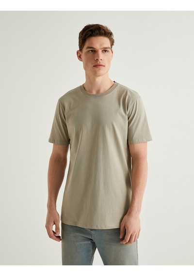 Koton Basic Tişört Slim Fit Bisiklet Yaka Kısa Kollu Bej 4sam10842hk Ekru