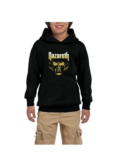 Zepplin Giyim Nazareth Face Siyah Çocuk Kapşonlu Sweatshirt Siyah